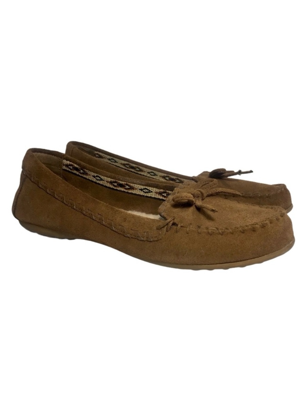 MINNETONKA Brown Suede Moccasins Fleece Lined #69603